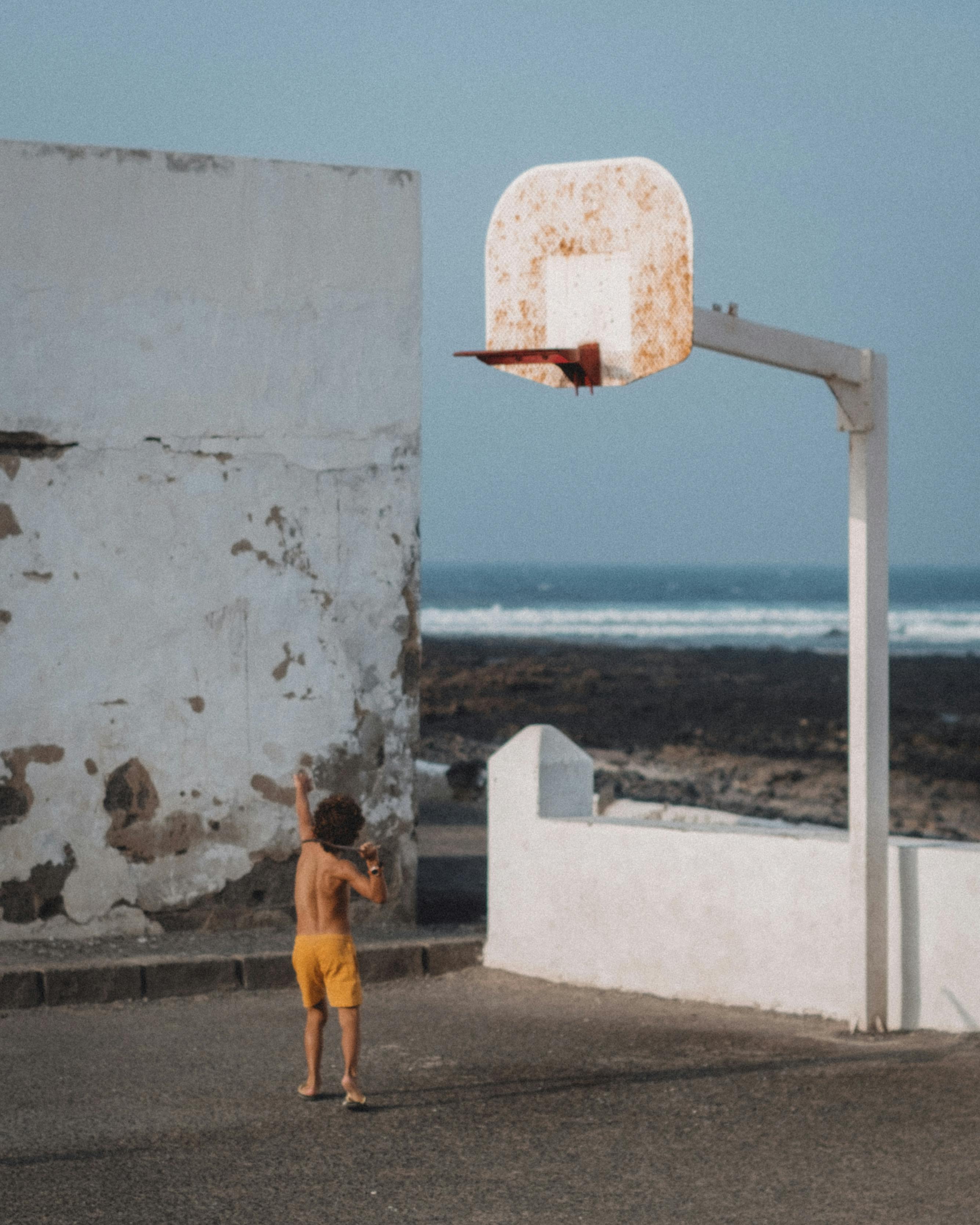 Beachfront basketball court